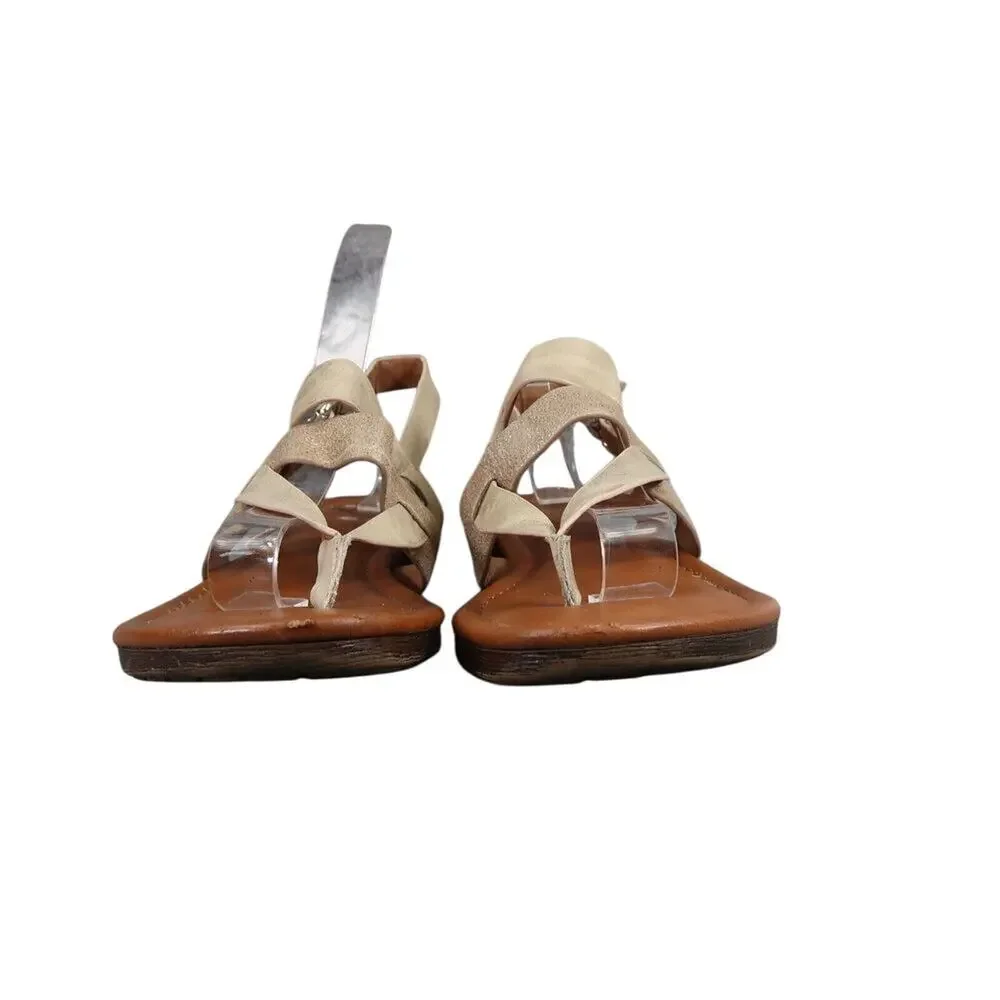 Sofft Shoes Womens 7.5 Sandals Fashion Leather Slingback Casual Bena Metallic